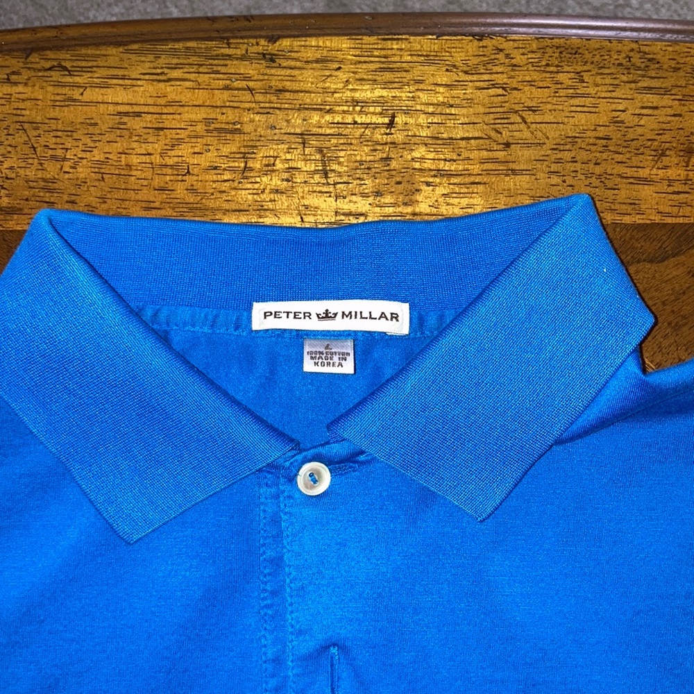 Peter Millar. Solid Blue Polo. Size L. - image 2